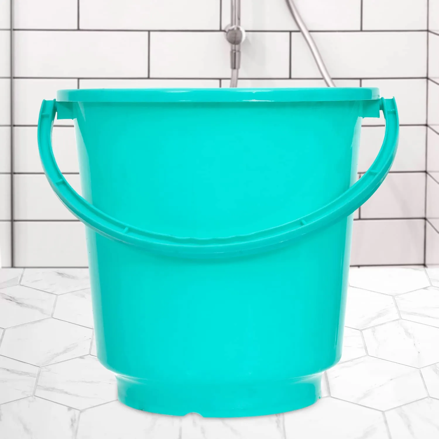 Heart Home Bucket|Plastic Bucket for Bathroom|Bucket for Bathing|Unbreakable Bucket with Handle|16 Liter|Pack of 2 (Blue & Green)