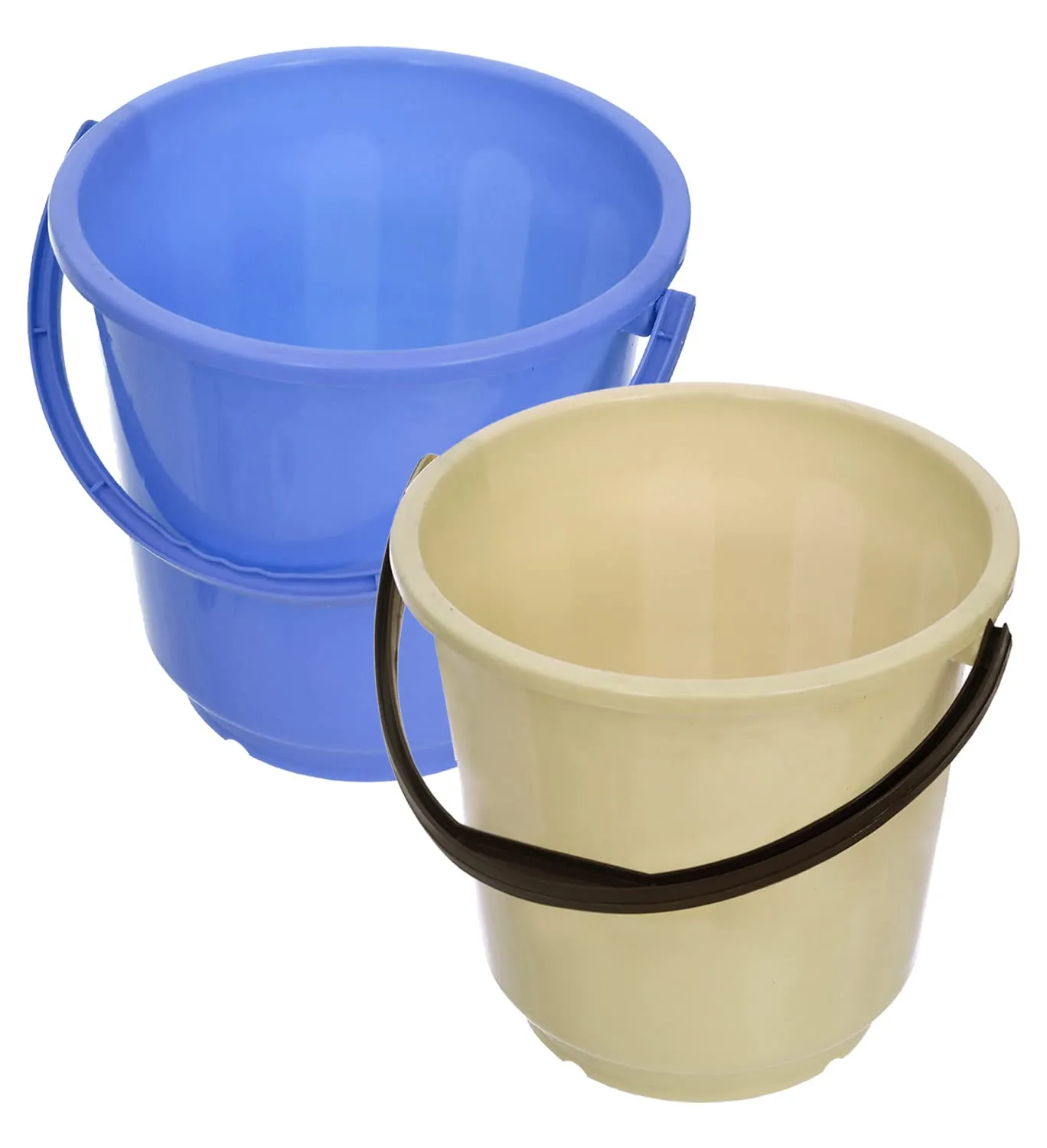Heart Home Bucket|Plastic Bucket for Bathroom|Bucket for Bathing|Unbreakable Bucket with Handle|16 Liter|Pack of 2 (Blue & Yellow)