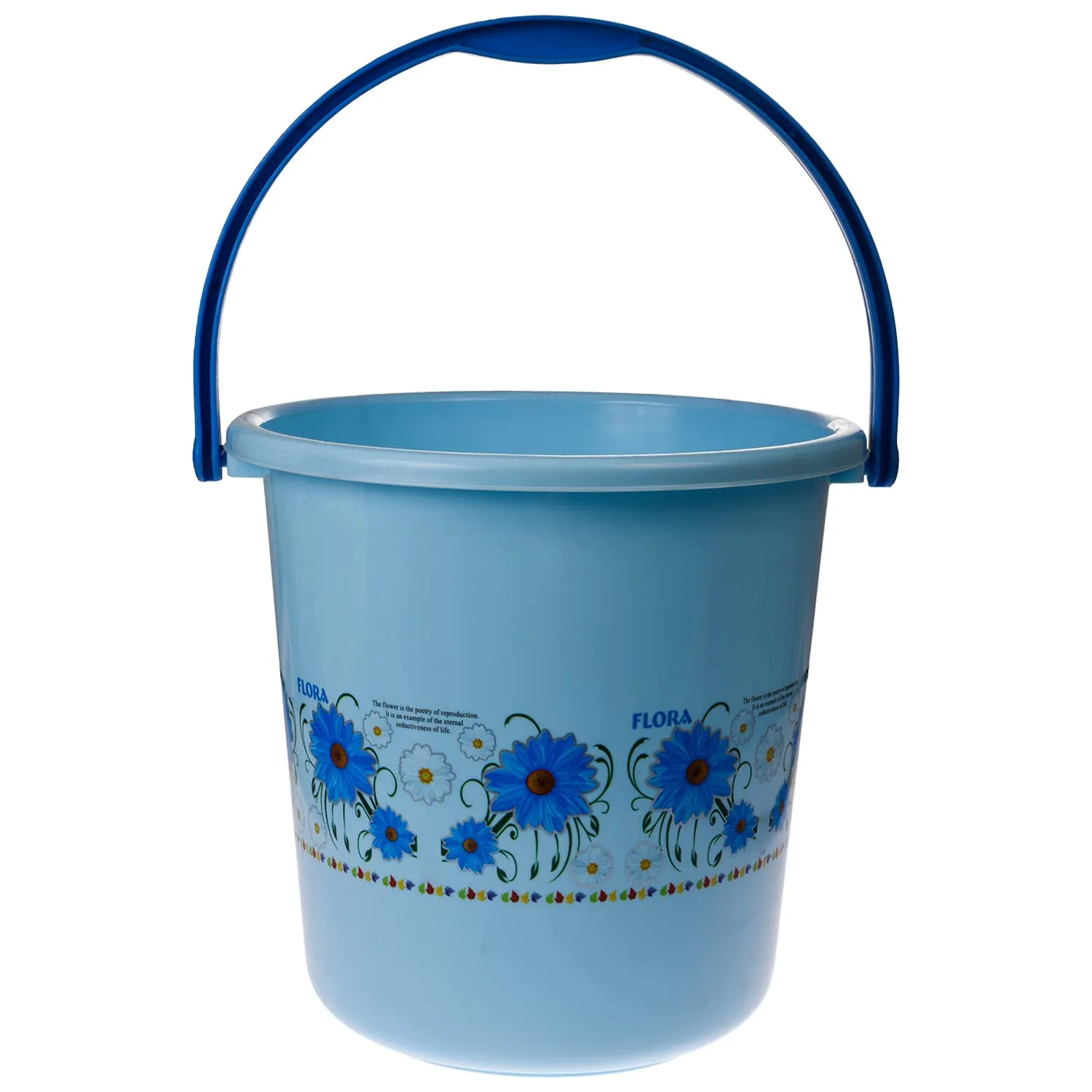 Heart Home Bucket|Plastic Bucket for Bathroom|Bucket for Bathing|Unbreakable Printed Bucket with Handle|18 Liter (Sky Blue)