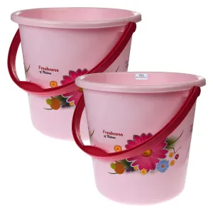 Heart Home Bucket|Plastic Bucket for Bathroom|Bucket for Bathing|Unbreakable Printed Bucket with Handle|18 Liter|Pack of 2 (Pink) Heart Home Bucket|Plastic Bucket for Bathroom|Bucket for Bathing|Unbreakable Printed Bucket with Handle|18 Liter|Pack of 2 (Pink)