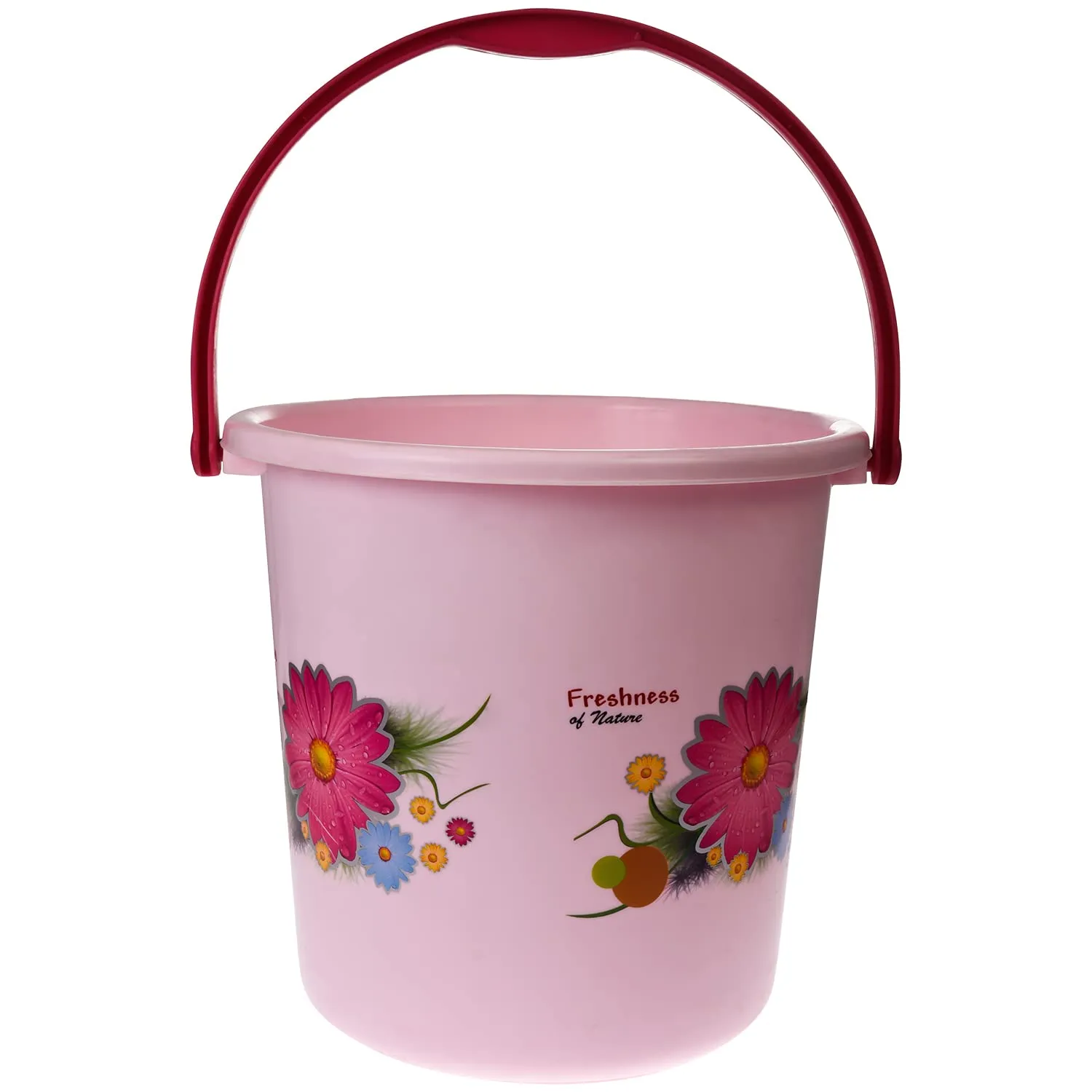 Heart Home Bucket|Plastic Bucket for Bathroom|Bucket for Bathing|Unbreakable Printed Bucket with Handle|18 Liter|Pack of 2 (Sky Blue & Pink)