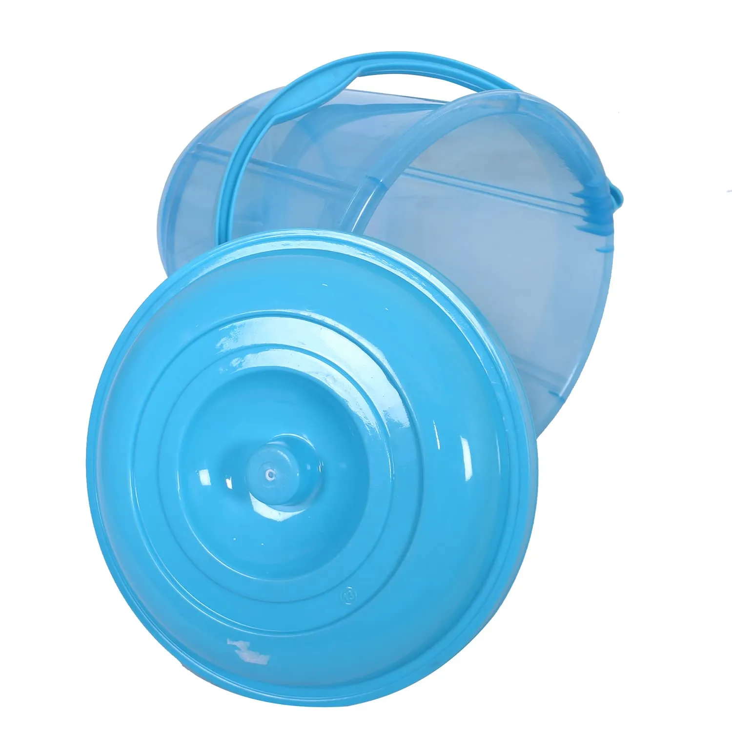Heart Home Colorful Homeware Bucket| Plastic Bucket|Transparent Bucket with Lid & Handle for Bathroom,Home Use,13 Litre,Pack of 3 (Sky Blue)