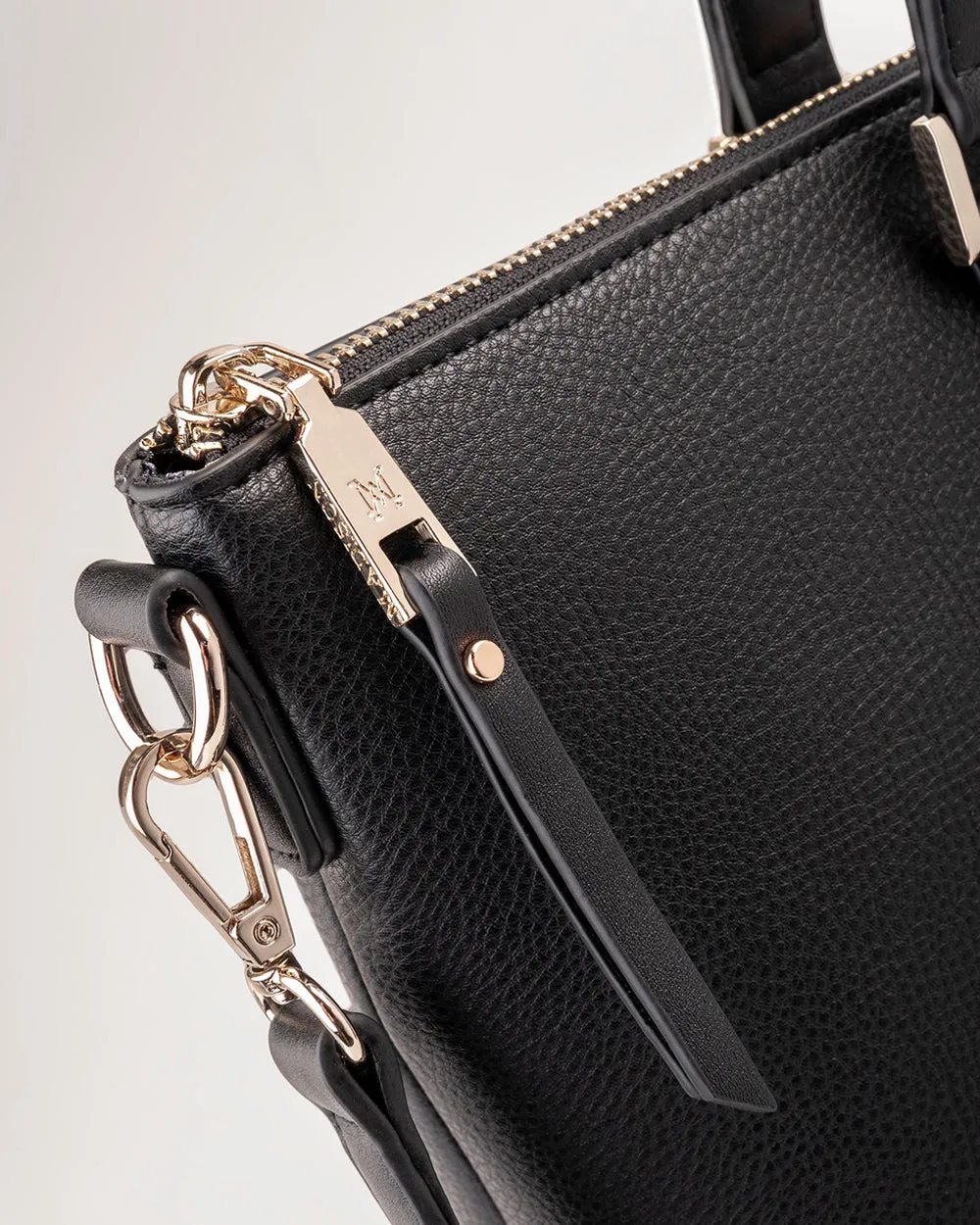 Inga Large Zip Top Tote Bag With Laptop Pocket   Metallic Stripe Bag Strap