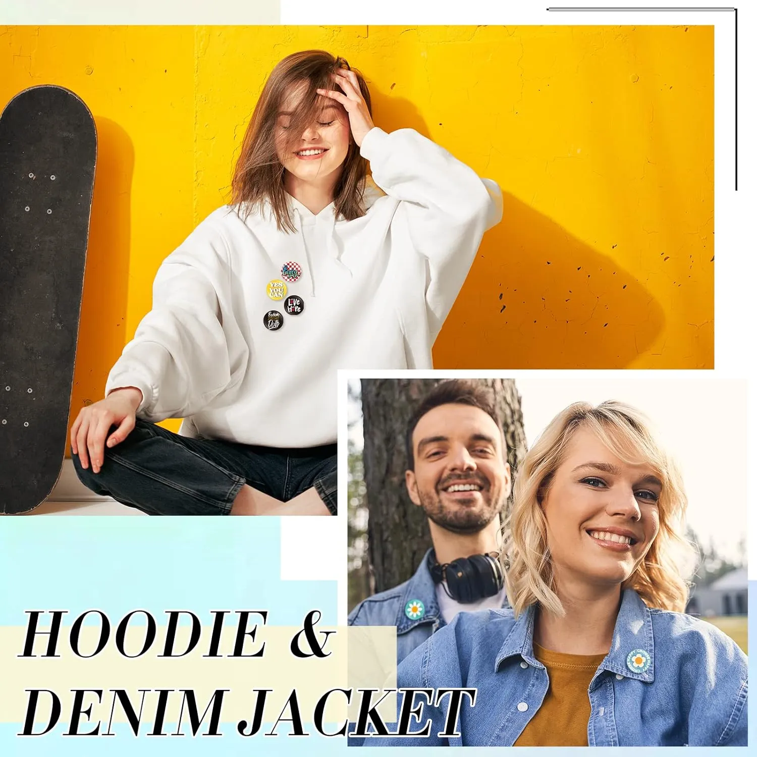 Kigeli 80's Buttons Pins 1 Inch/ 25 mm Retro Punk Button Pin Slogans Sayings Pinback for Backpacks Bags Hats Jeans(100 Pcs)