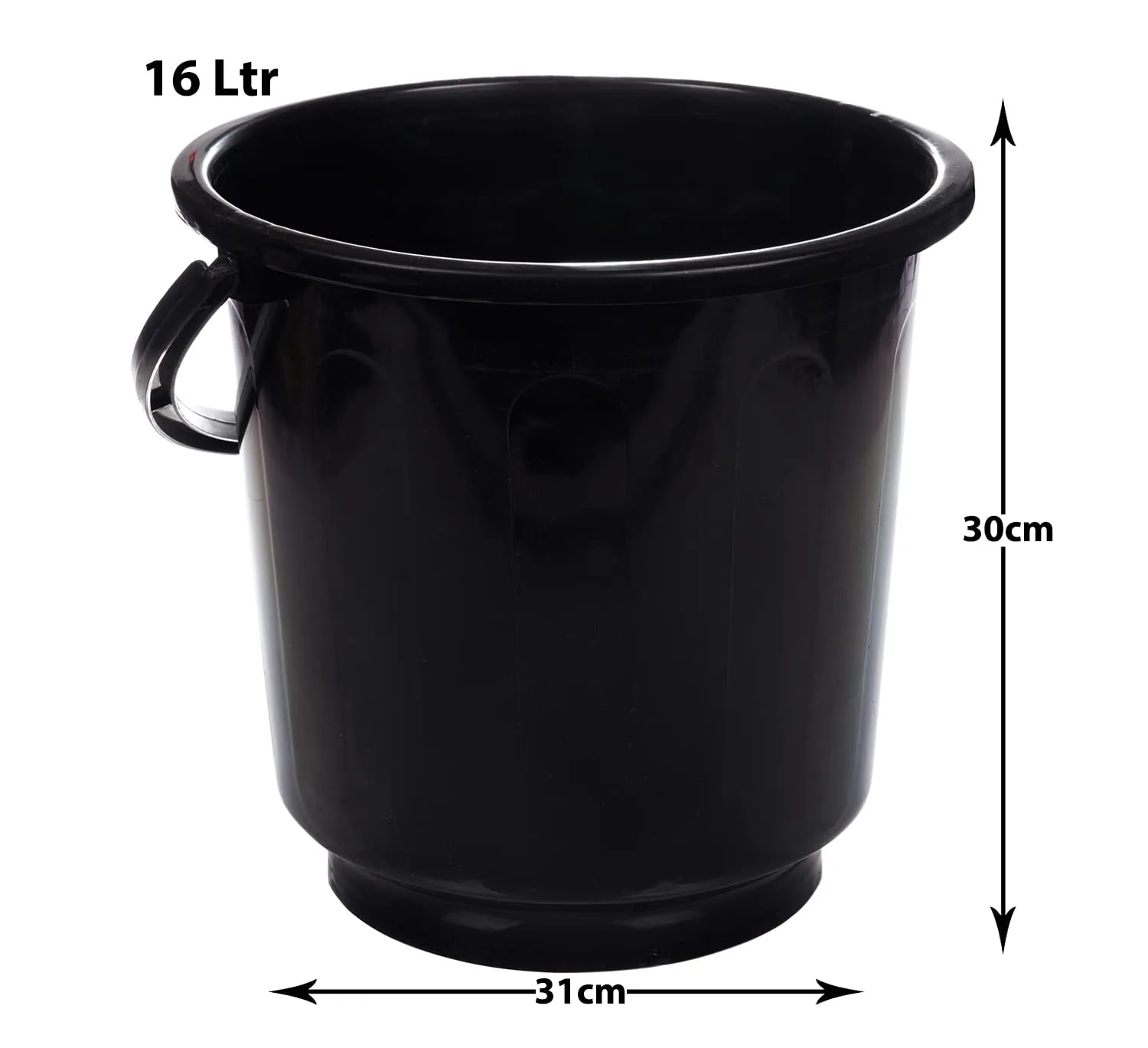Kuber Industries Bucket|Plastic Bucket for Bathroom|Bucket for Bathing|Unbreakable Bucket with Handle|16 Liter|Pack of 2 (Black & Pink)