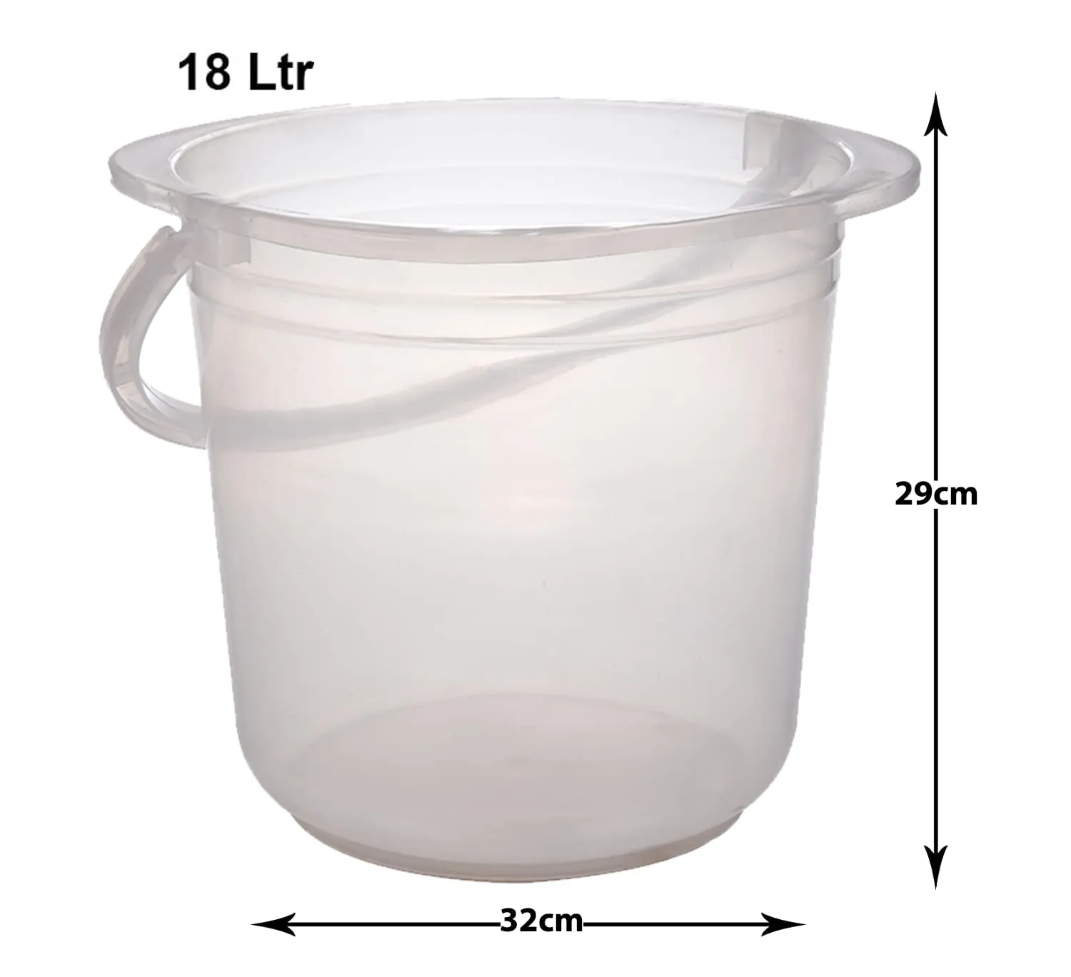 Kuber Industries Bucket|Plastic Bucket for Bathroom|Bucket for Bathing|Unbreakable Bucket with Handle|18 Liter|Pack of 3 (Transparent)