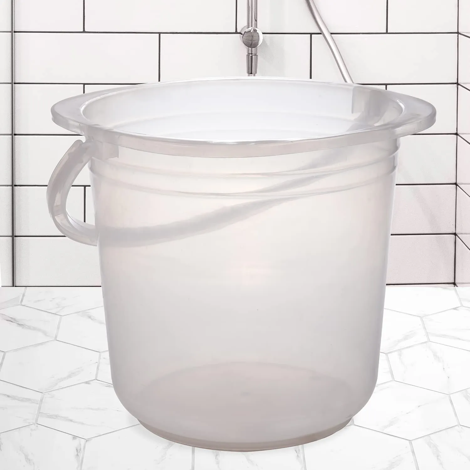 Kuber Industries Bucket|Plastic Bucket for Bathroom|Bucket for Bathing|Unbreakable Bucket with Handle|18 Liter|Pack of 3 (Transparent)