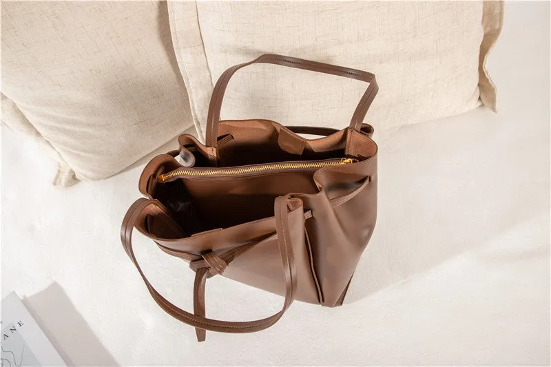 Large Leather cabas Phantom With Belt Bag with Small Pouch