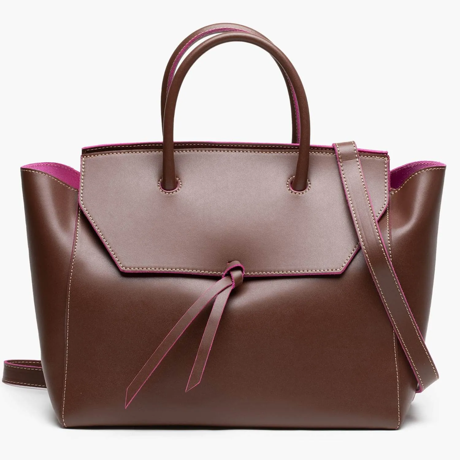 Loren Large Leather Tote Bag - Chocolate