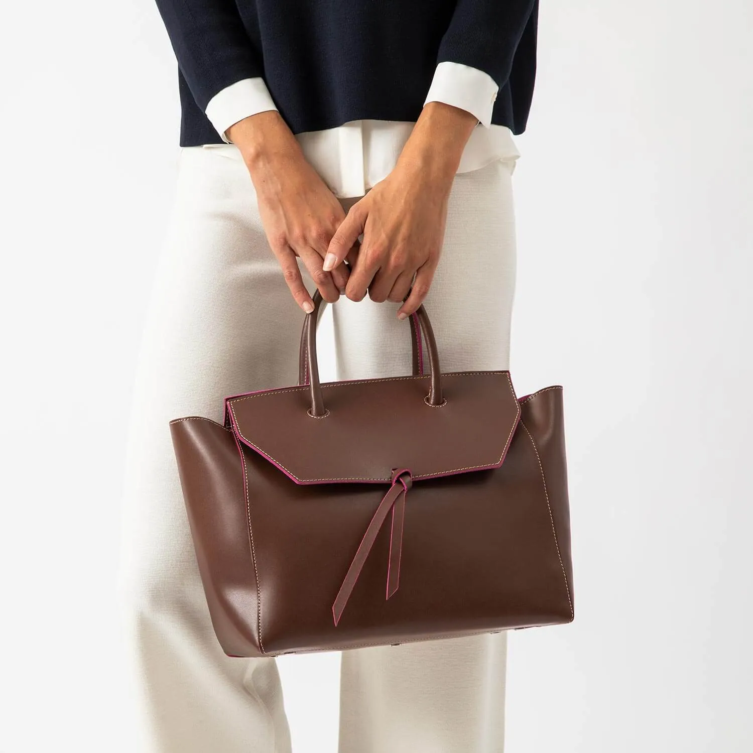 Loren Large Leather Tote Bag - Chocolate