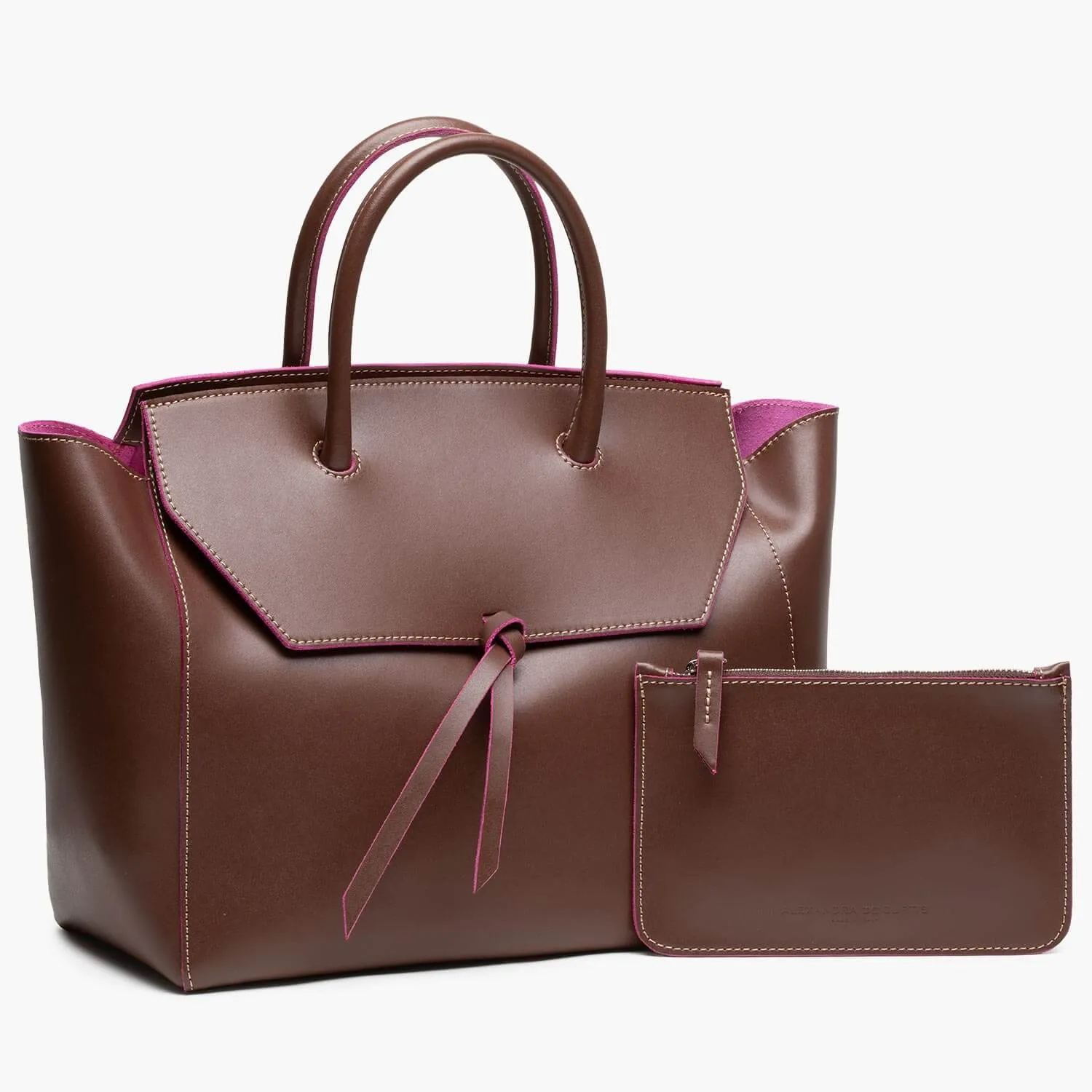 Loren Large Leather Tote Bag - Chocolate