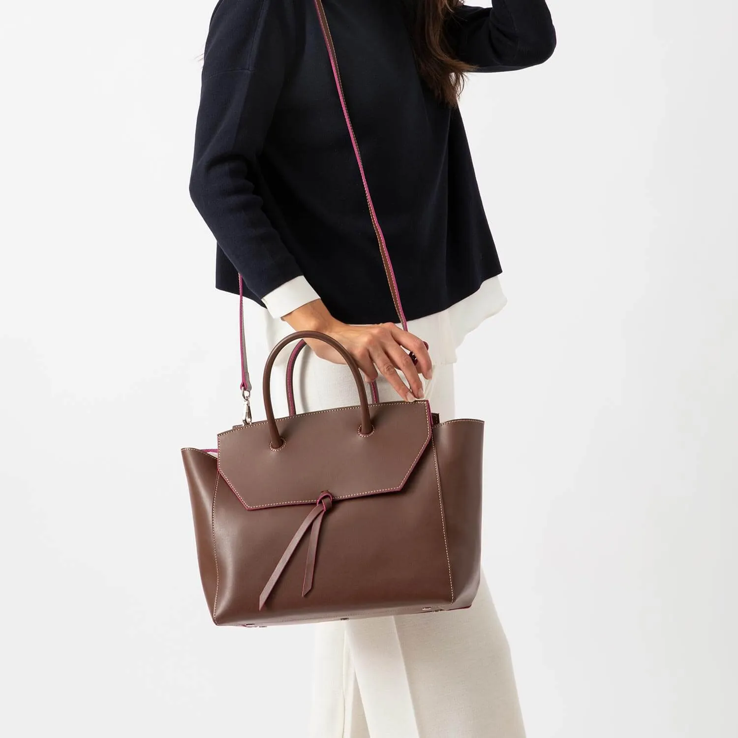 Loren Large Leather Tote Bag - Chocolate