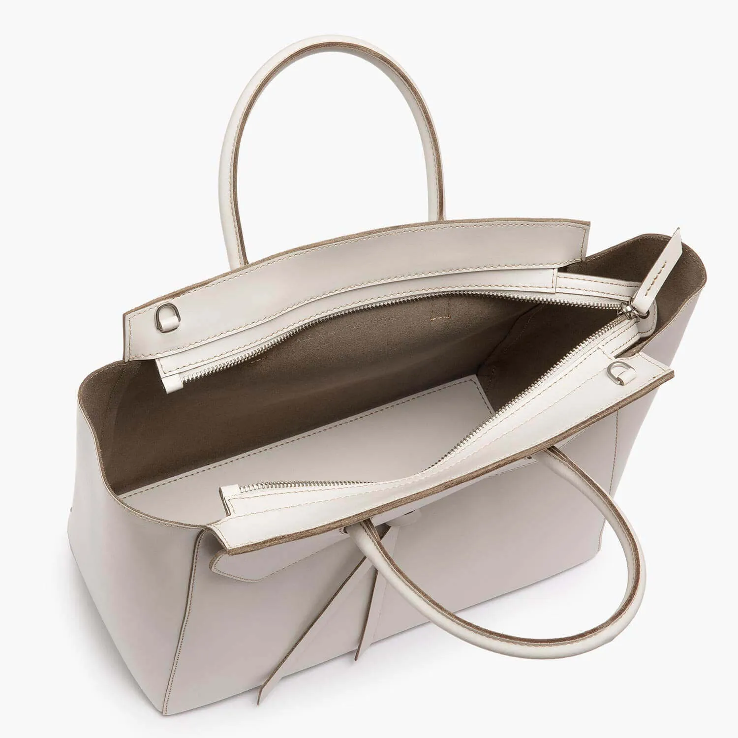 Loren Large Leather Tote Bag - Cream