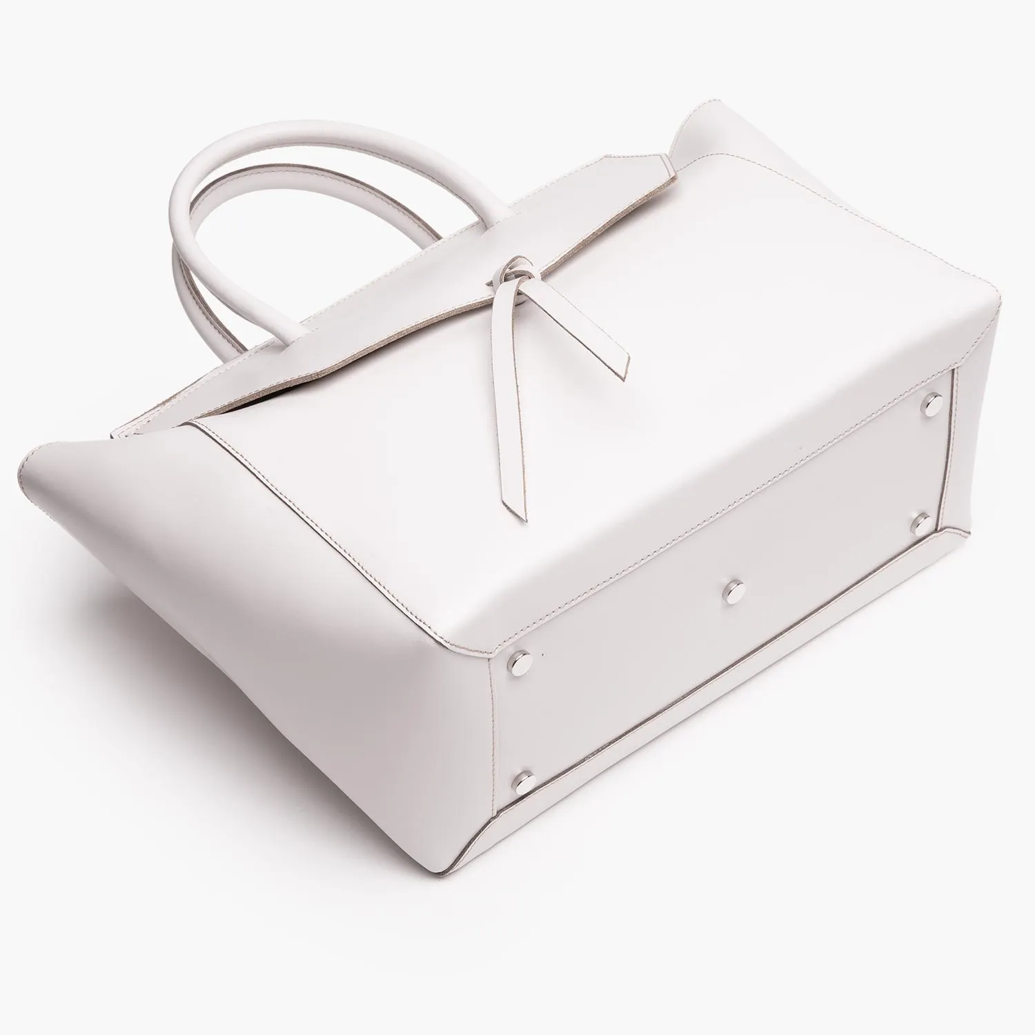 Loren Large Leather Tote Bag - Cream