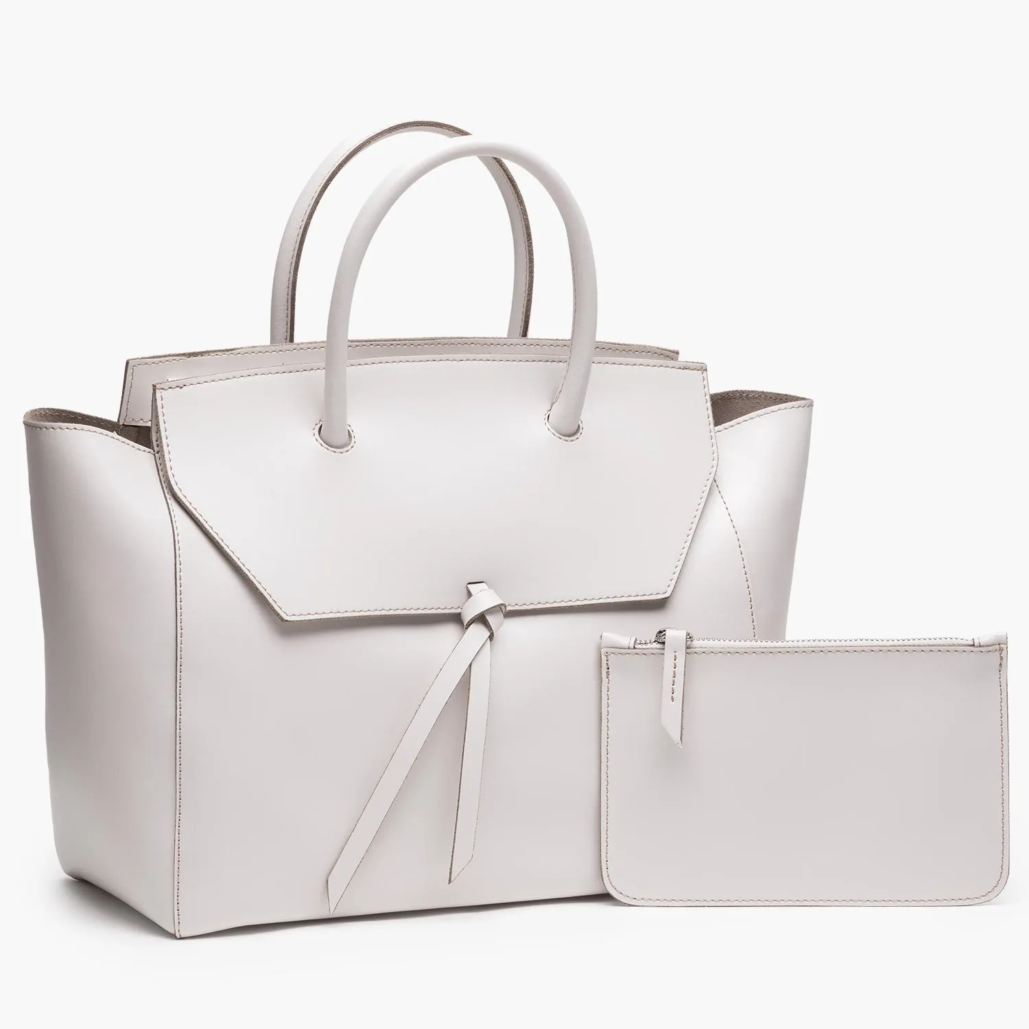 Loren Large Leather Tote Bag - Cream