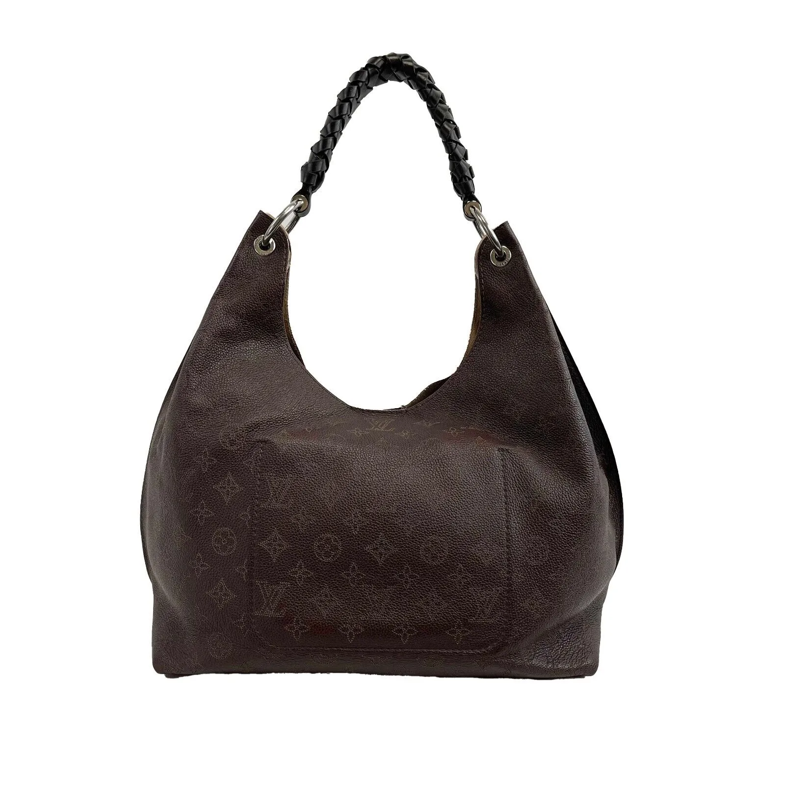 Louis Vuitton - Carmel Hobo Mahina Leather Brown Monogram Shoulder Bag w/ Charm