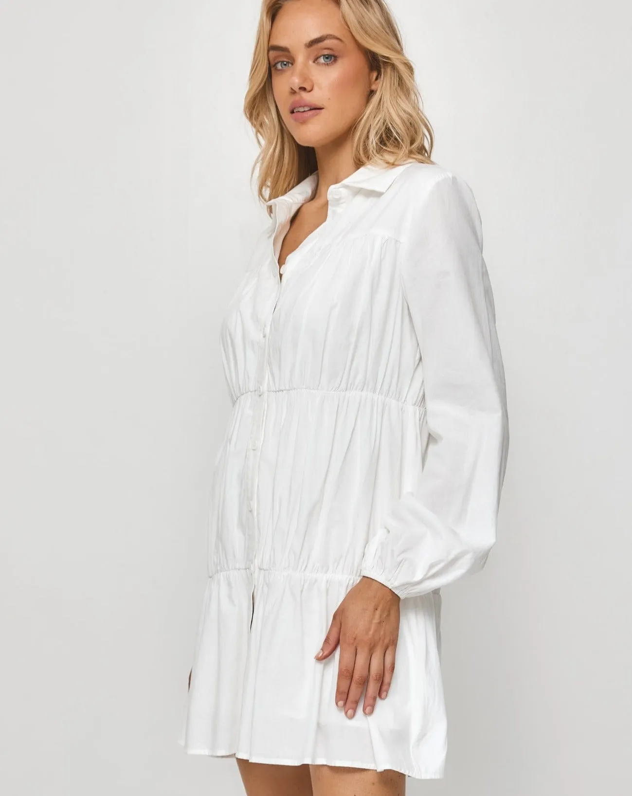 LOUISA LONG SLEEVE BUTTONED DRESS