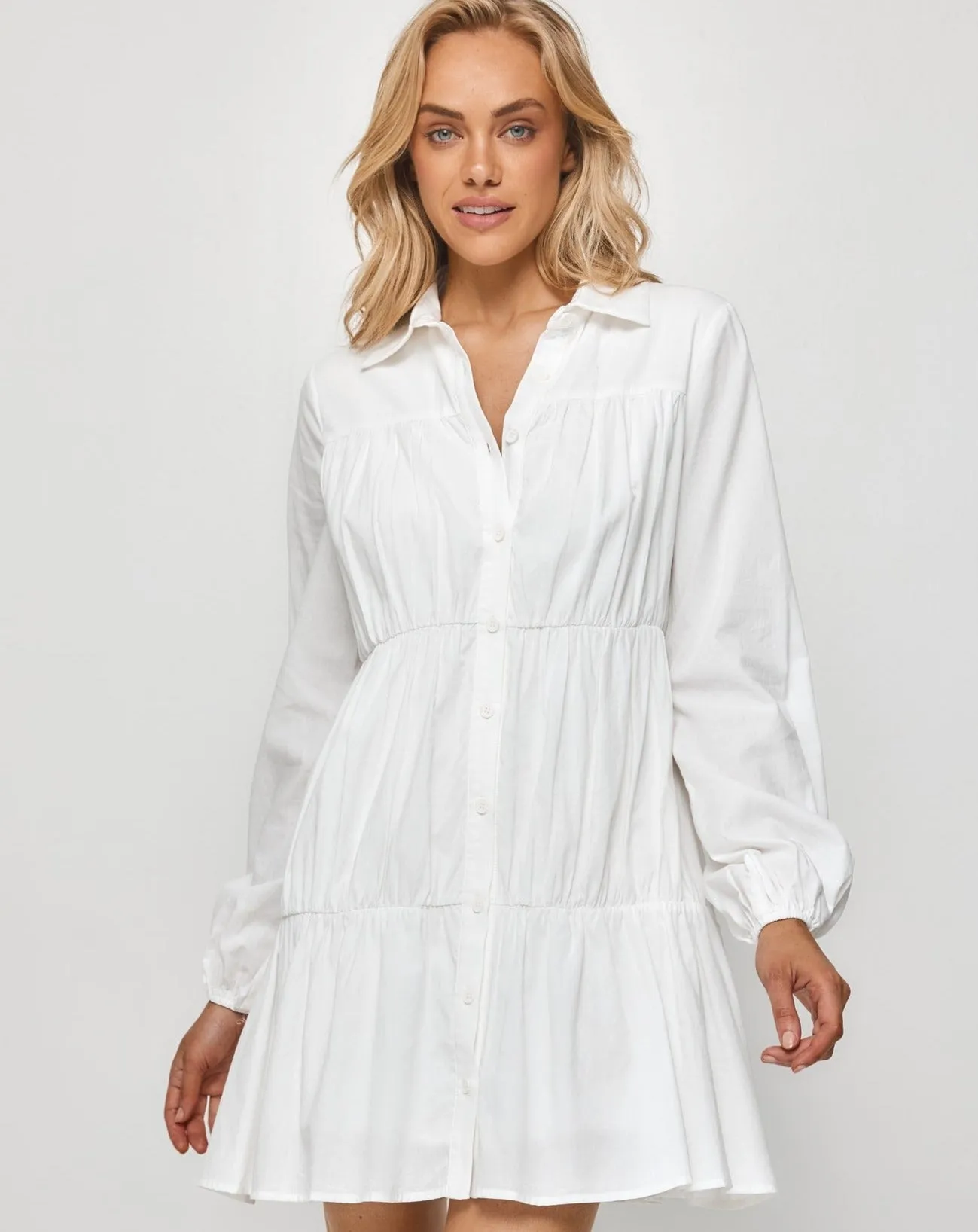 LOUISA LONG SLEEVE BUTTONED DRESS