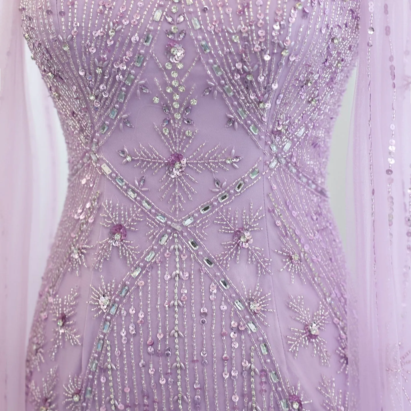 Luxury Aqua Crisscross Evening Dress with Cape Sleeves SS391