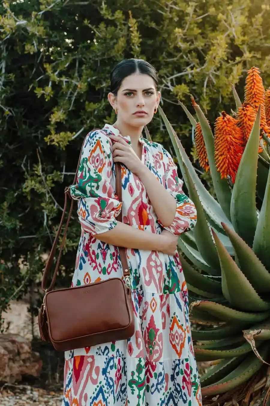 Mally Suzie Leather Sling Bag | Saddle