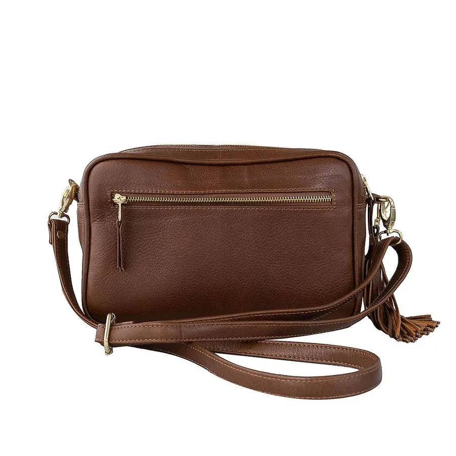 Mally Suzie Leather Sling Bag | Saddle