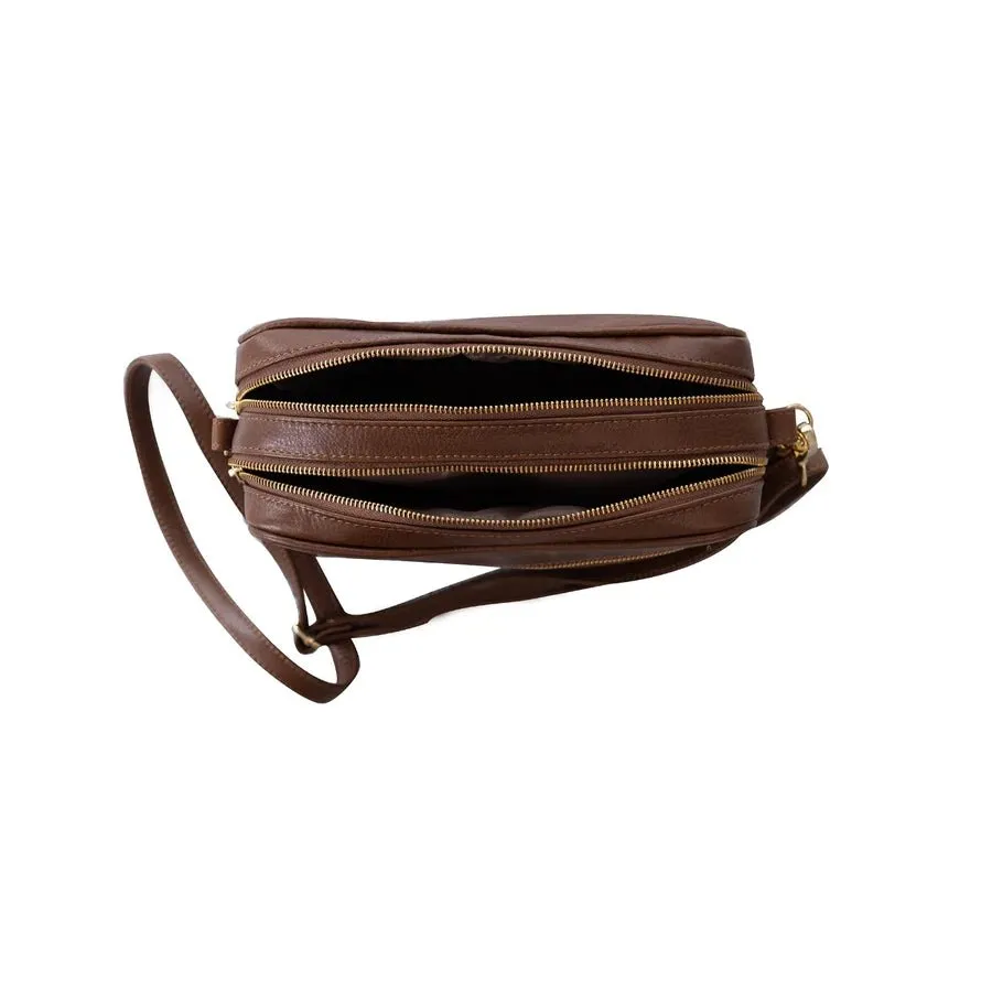 Mally Suzie Leather Sling Bag | Saddle