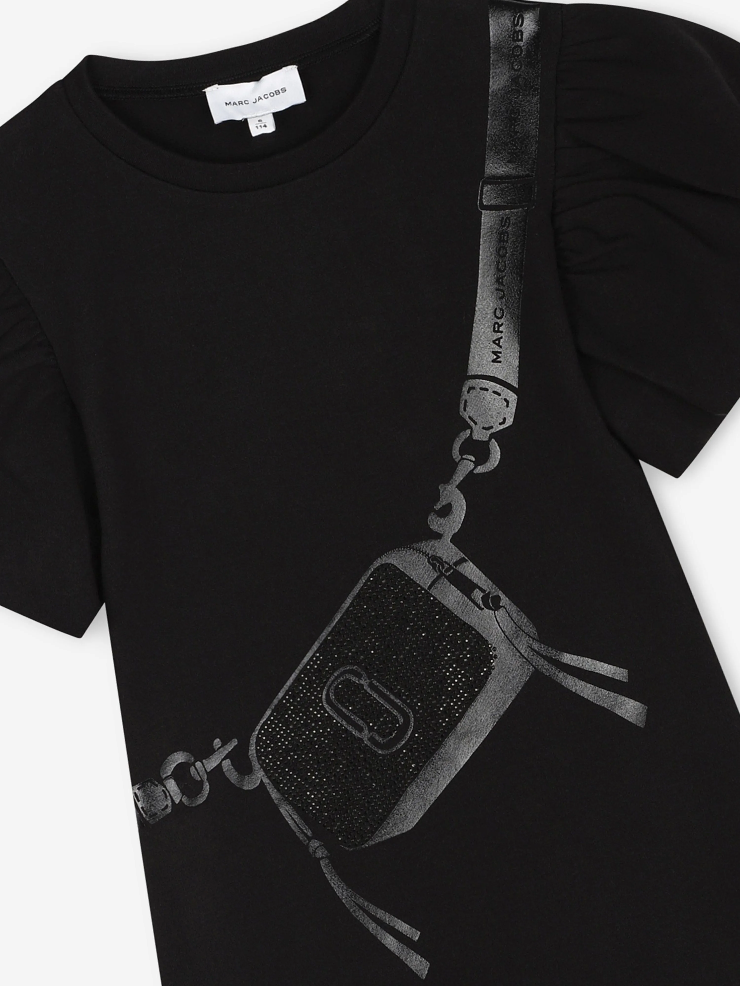 MARC JACOBS Girls Puff Sleeve Dress in Black