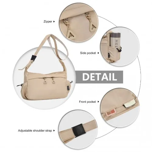 Miss Lulu Ultra-Light Water-Resistant Urban Casual Commuter Crossbody Bag - Khaki | Stylish & Practical