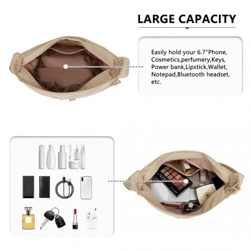 Miss Lulu Ultra-Light Water-Resistant Urban Casual Commuter Crossbody Bag - Khaki | Stylish & Practical