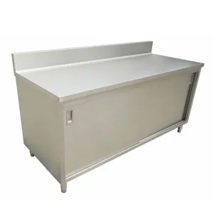 Nella 24" x 72" Stainless Steel Work Table with Cabinet and 6" Backsplash - 43482 Nella 24" x 72" Stainless Steel Work Table with Cabinet and 6" Backsplash - 43482