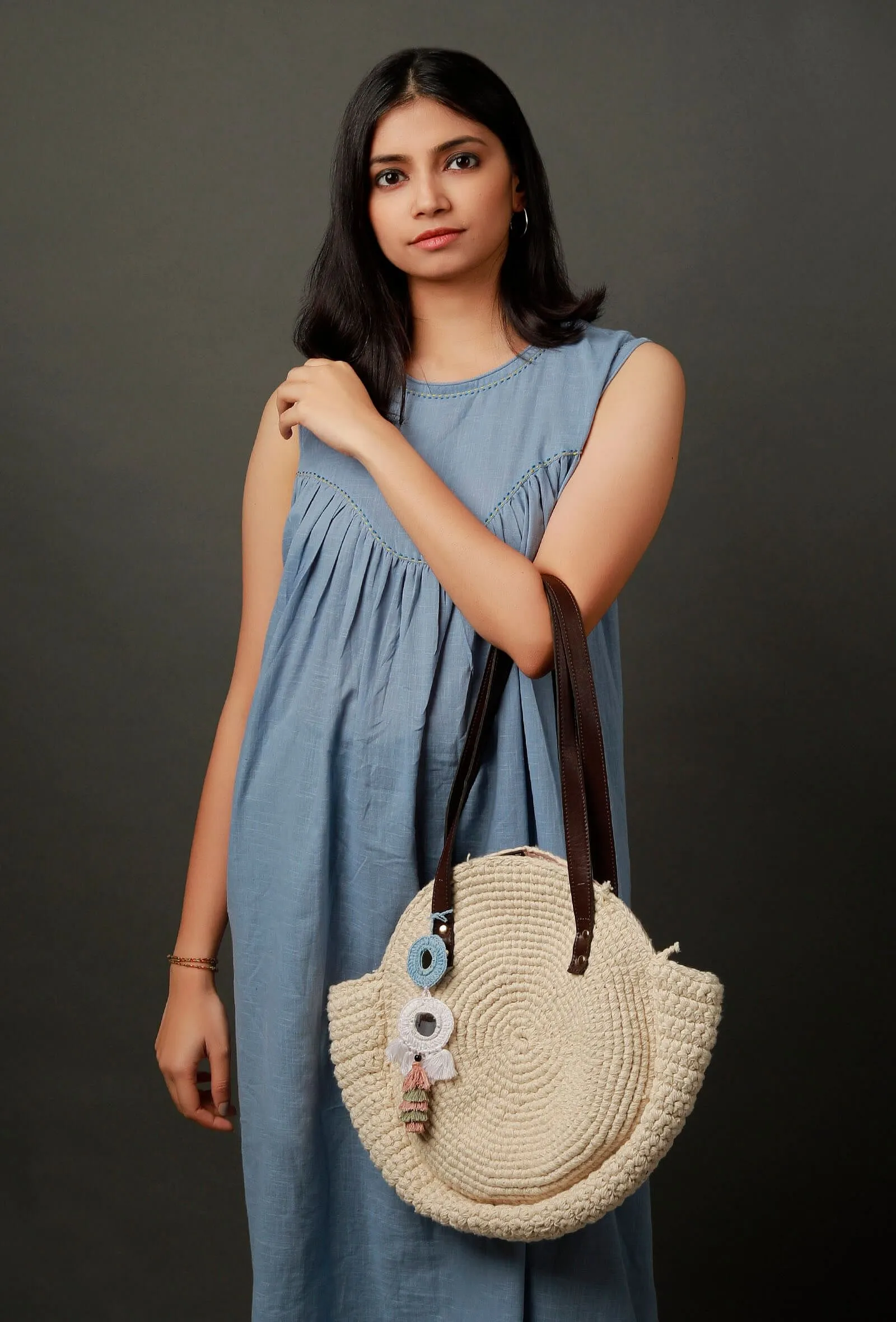 Off White Thread Crochet Bag