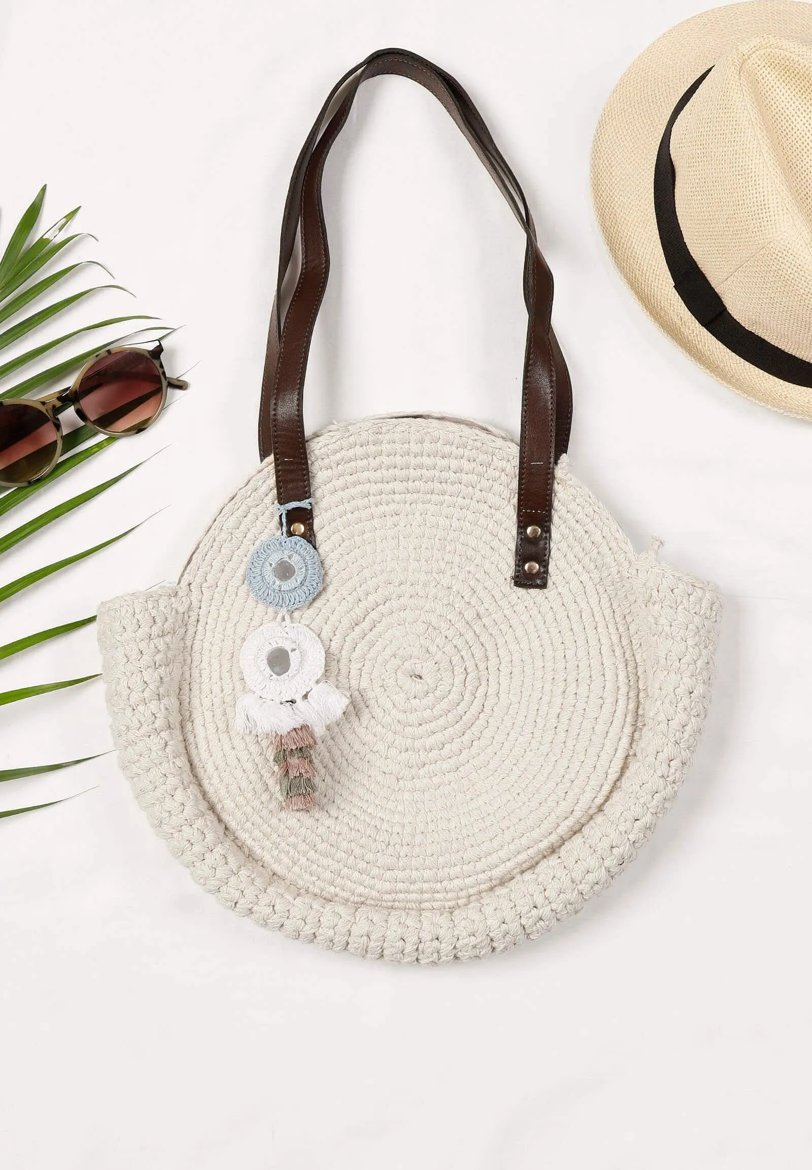 Off White Thread Crochet Bag