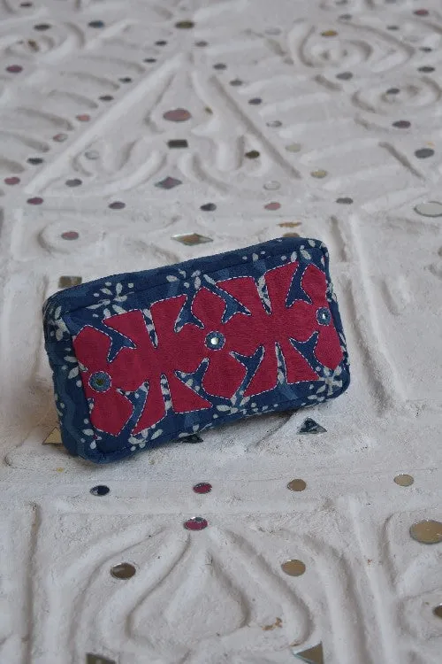 Okhai 'Jane' Pure Cotton Applique Mirror Work Pouch