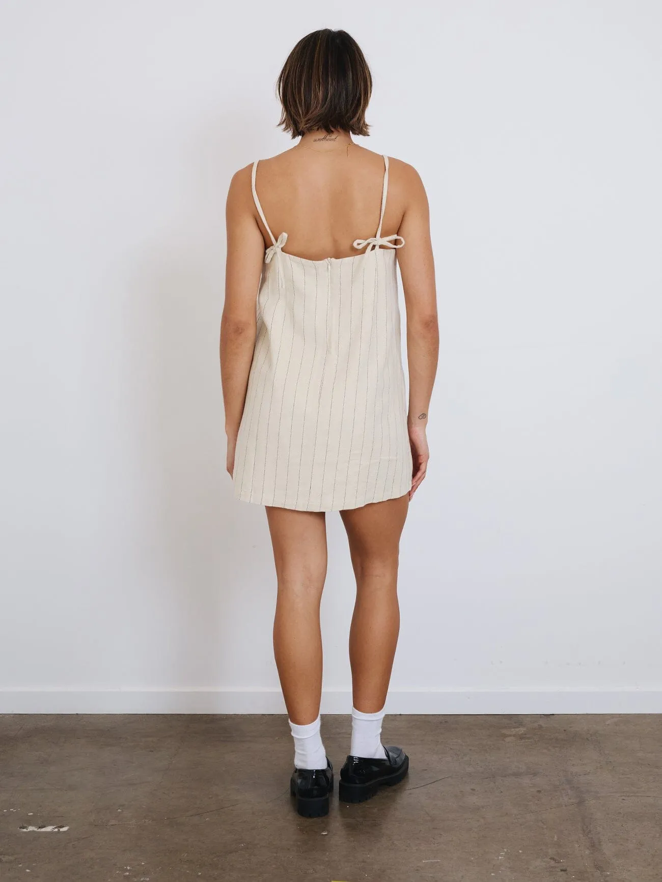 Olivia Pinstripe Mila Dress - Tofu
