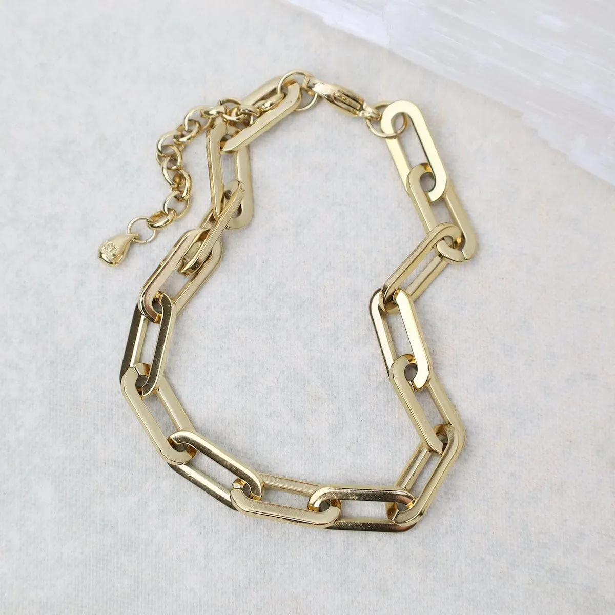 Paperclip Chain Bracelet in Gold Plated Stainless Steel