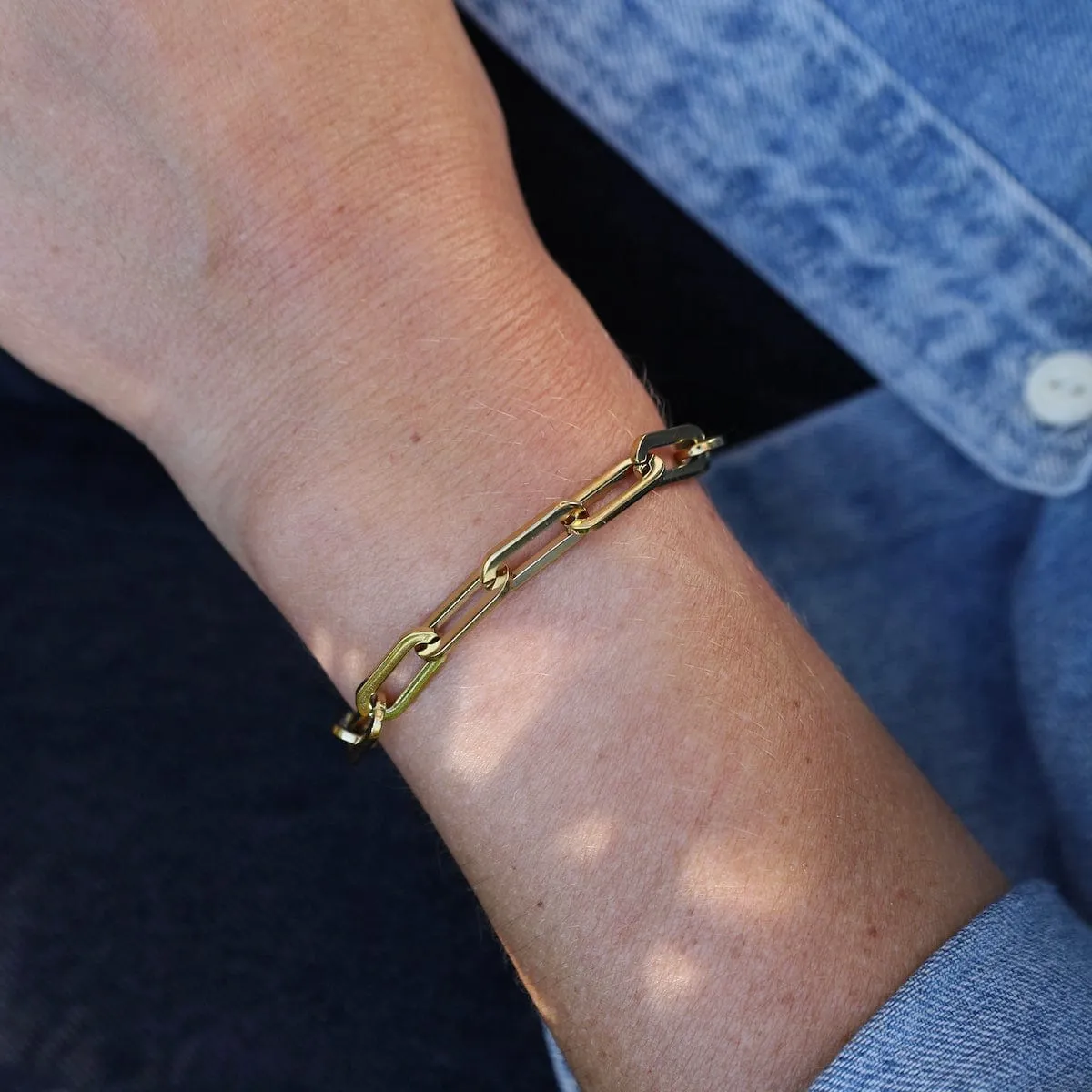 Paperclip Chain Bracelet in Gold Plated Stainless Steel