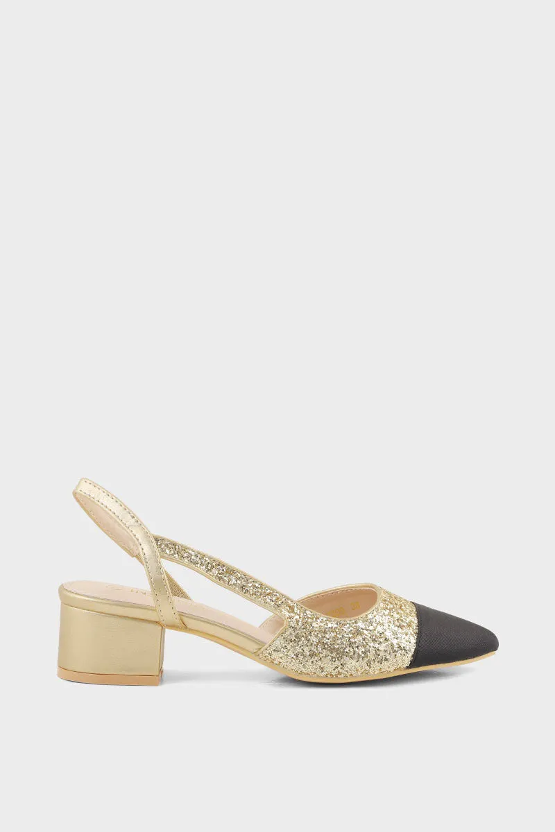 Party Wear Sling Back I47309-Golden