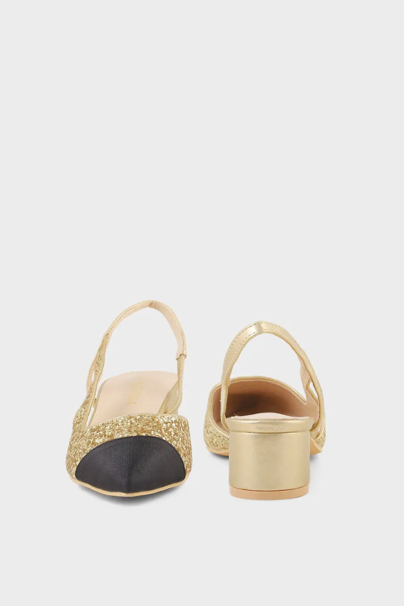 Party Wear Sling Back I47309-Golden