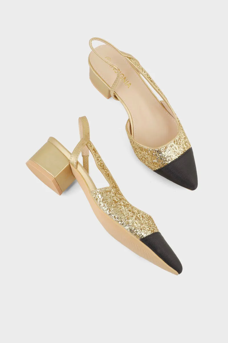 Party Wear Sling Back I47309-Golden