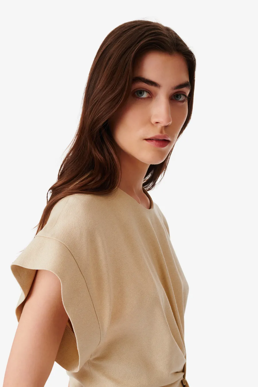 Pena Wrap Mini Dress Light Beige