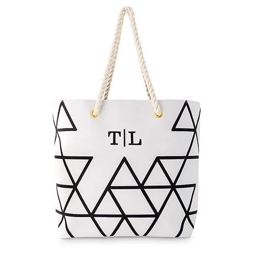Personalized Black on White Geo Prism Tote Bag