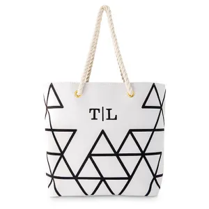Personalized Black on White Geo Prism Tote Bag