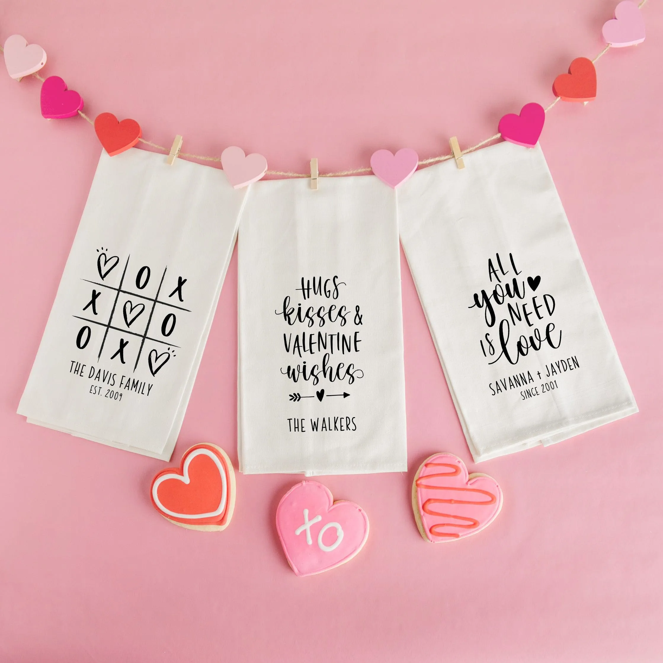Personalized Valentine's Day Tea Towels - Calligraphy Designs