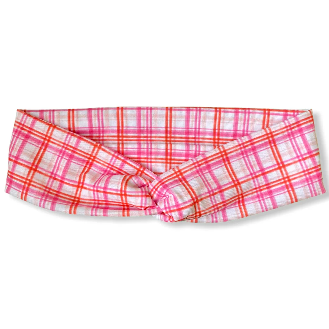 Pink Plaid Knotties Headband