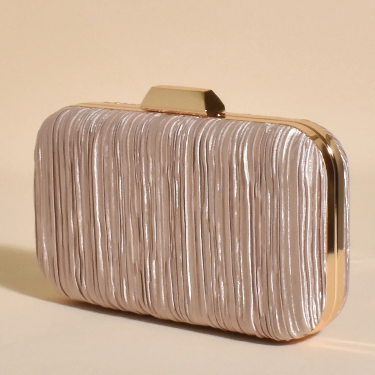 Portia Pleated Event Clutch (Light Gold)