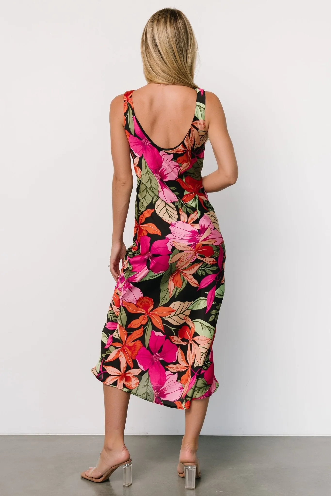 Positano Tank Midi Dress | Black Multi