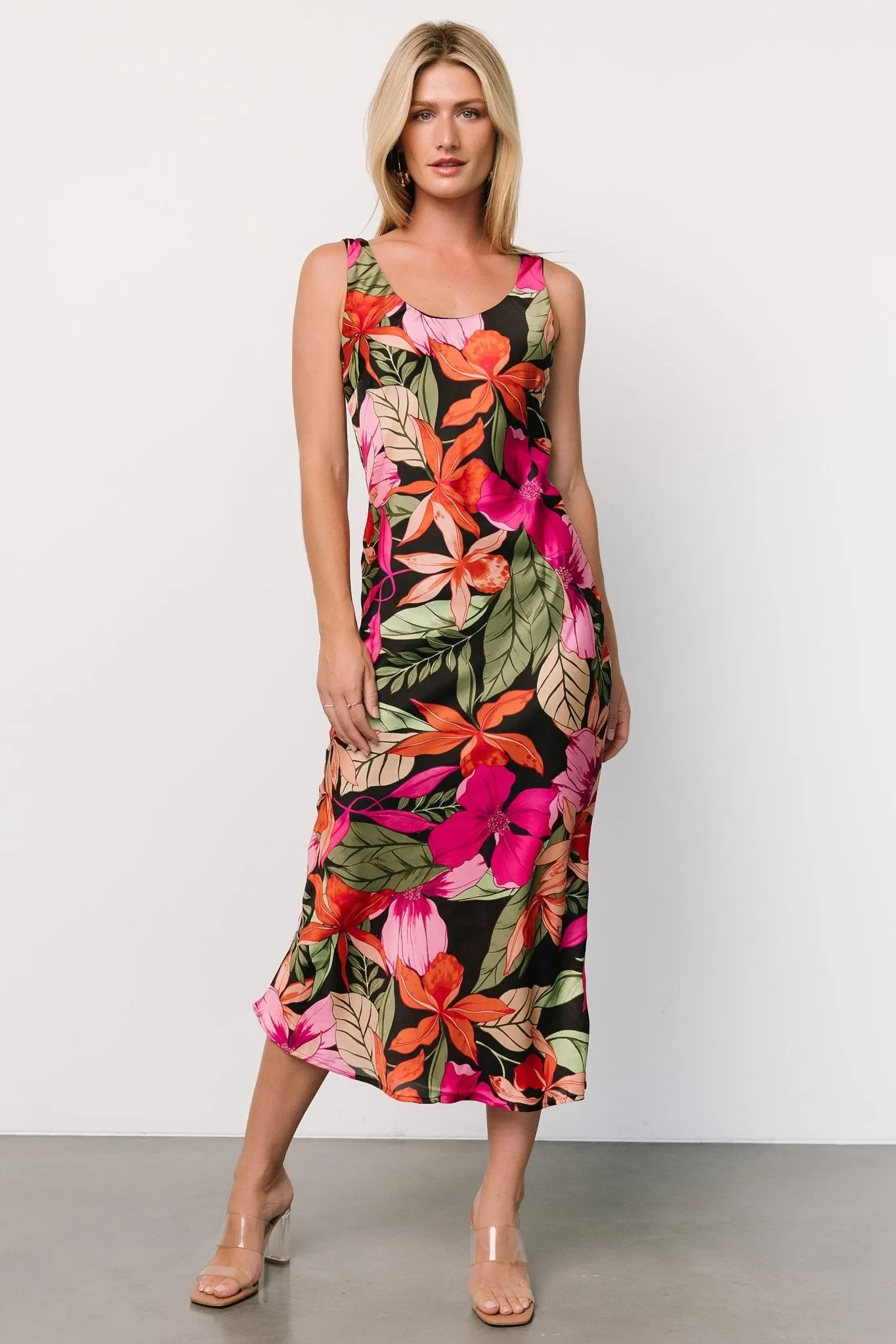 Positano Tank Midi Dress | Black Multi