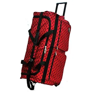 "E-Z Roll" 30" Fashionable Polka Dots Rolling Duffel Bag with 3 Colors (Red/Black Dots) "E-Z Roll" 30" Fashionable Polka Dots Rolling Duffel Bag with 3 Colors (Red/Black Dots)
