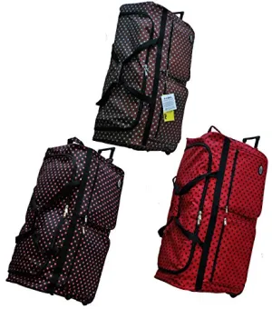 "E-Z Roll" 36" Polka Dots Rolling Duffel Bag with 3 Colors (Brown/Aqua) "E-Z Roll" 36" Polka Dots Rolling Duffel Bag with 3 Colors (Brown/Aqua)