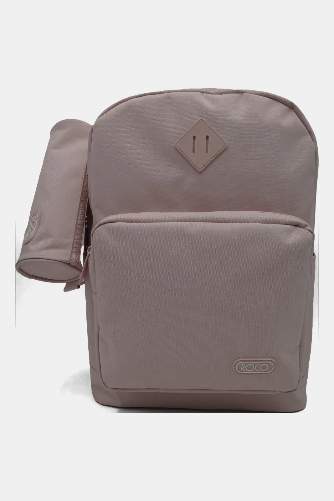 Roco Pink Plain Backpack With Pencil Case (17 Inch)